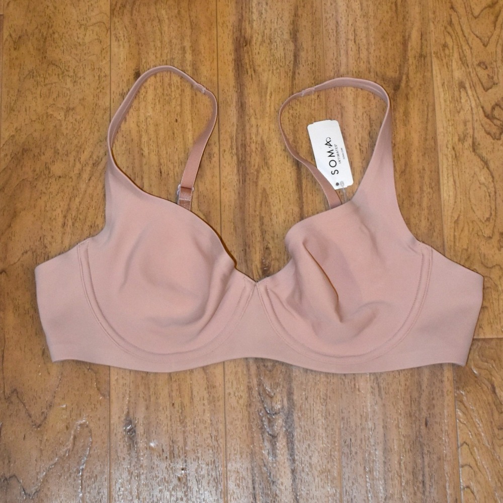 Soma Essentials Unlined Scoop Balconette Women 38B Hush New Nude Bra 570324104 - Picture 1 of 6